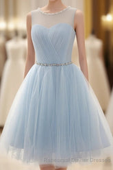 Tulle Short Charming Short Light Blue Cute Semi Formal Prom Dresses